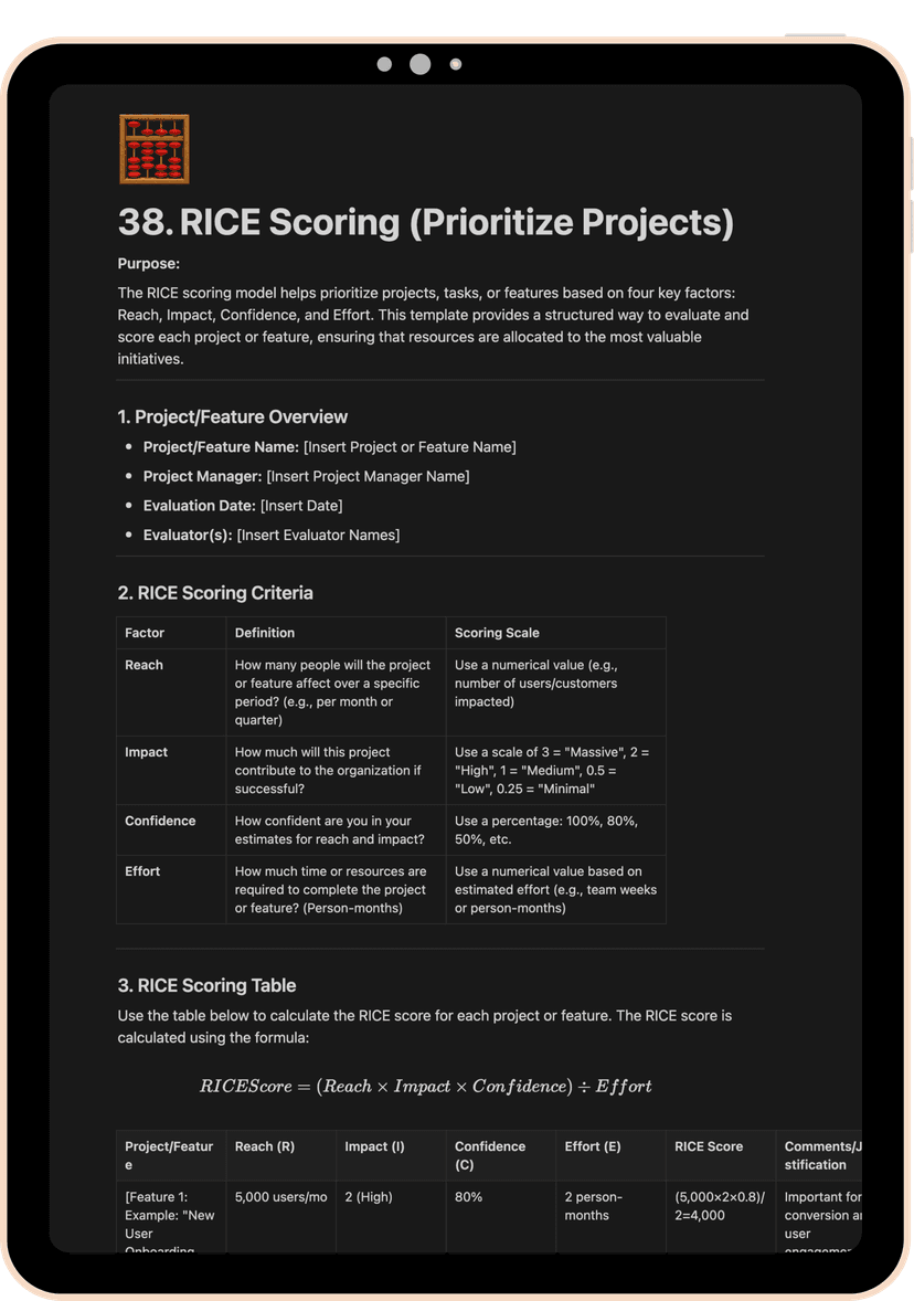 RICE Scoring Template